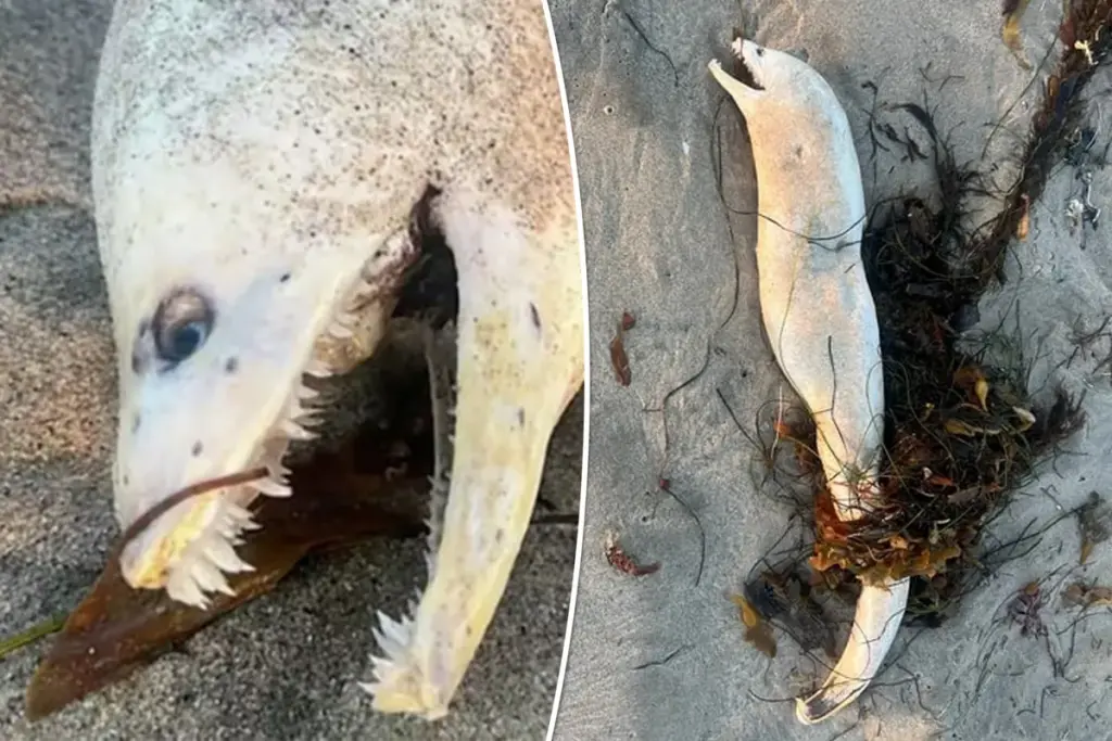 Griezelig zeewezen met enge tanden spoelt aan op strand van Californië