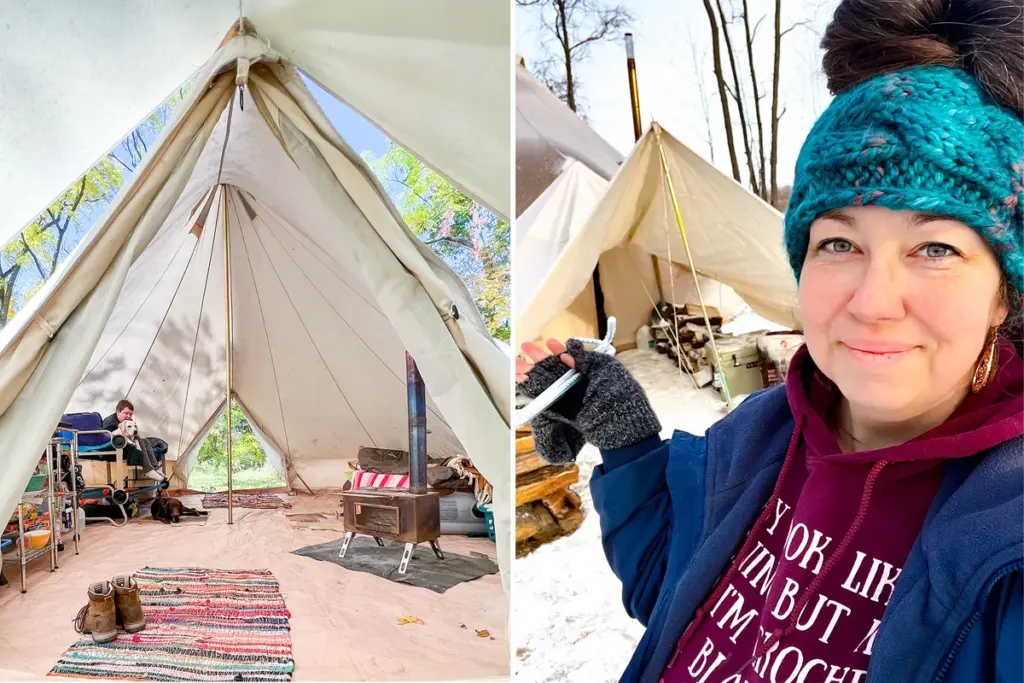 Ik zegde mijn baan op en woon nu met mijn zoon in een tent – zo bespaarden we €46.000 en vonden we geluk