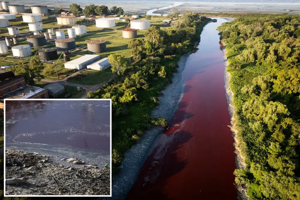 Sarandí-kanaal nabij Buenos Aires kleurt mysterieus felrood en lijkt op ‘bloed’