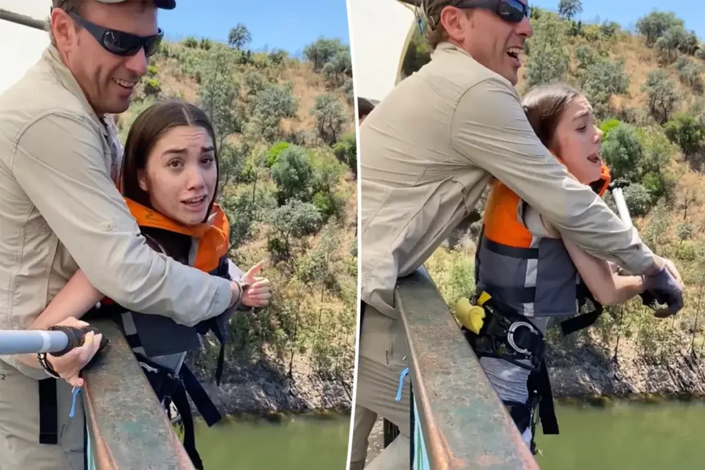 Bungy-instructeur duwt angstige vrouw van brug ondanks haar paniek