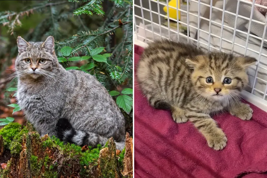 Agressieve Europese wilde kat aangezien voor achtergelaten kitten
