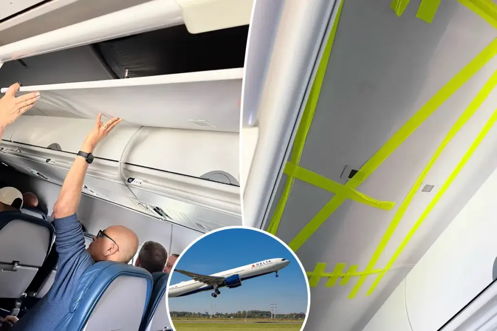 Plafond stort in op Delta-vlucht 2417: Passagiers houden het zelf omhoog