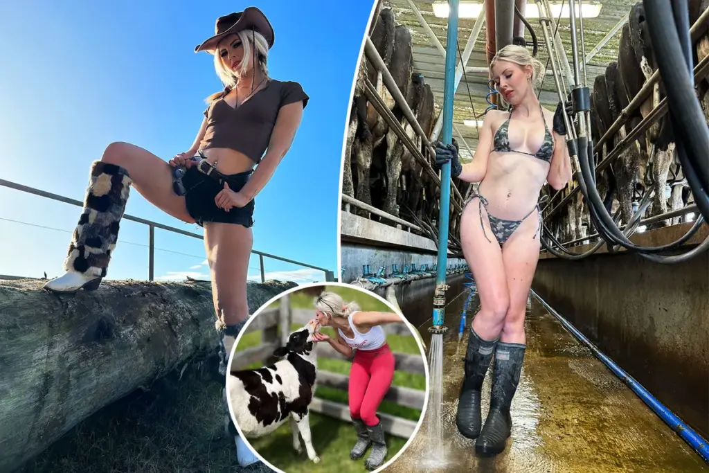 Ik ben een sexy boerin en verdien zes cijfers met koeien melken in een bikini