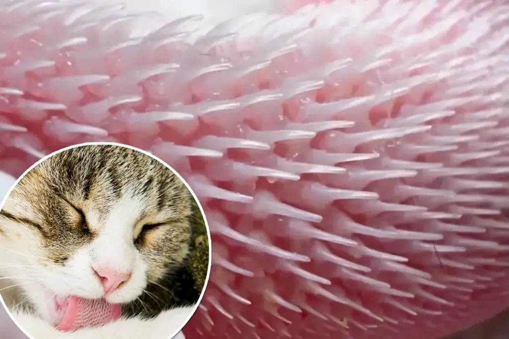 De tong van een kat van dichtbij: waarom ziet die er zo eng uit?